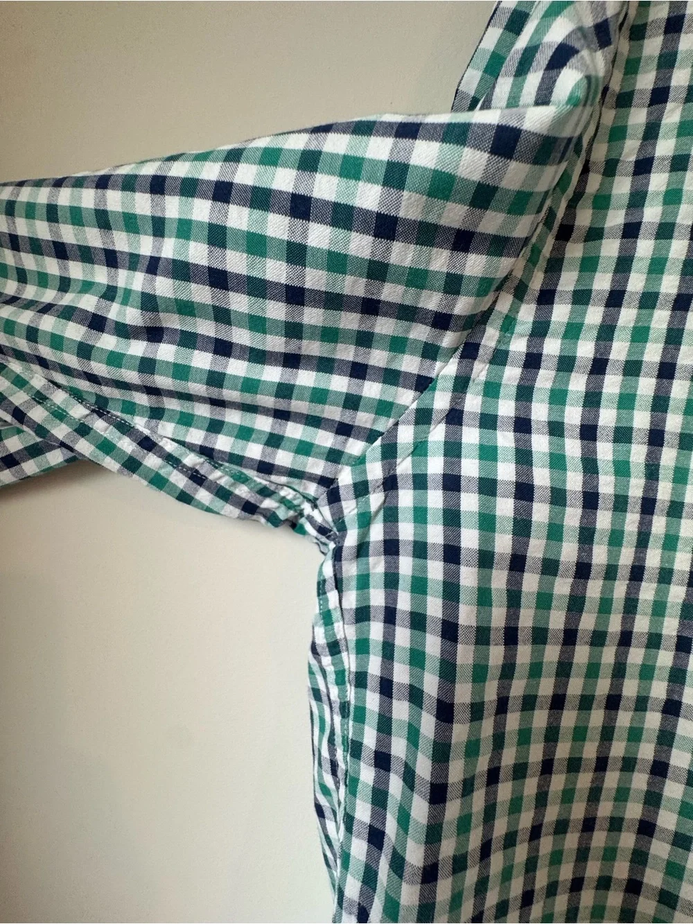 J.Crew Green Blue Gingham Checked Button Down Shirt Mens Large 100% Cotton